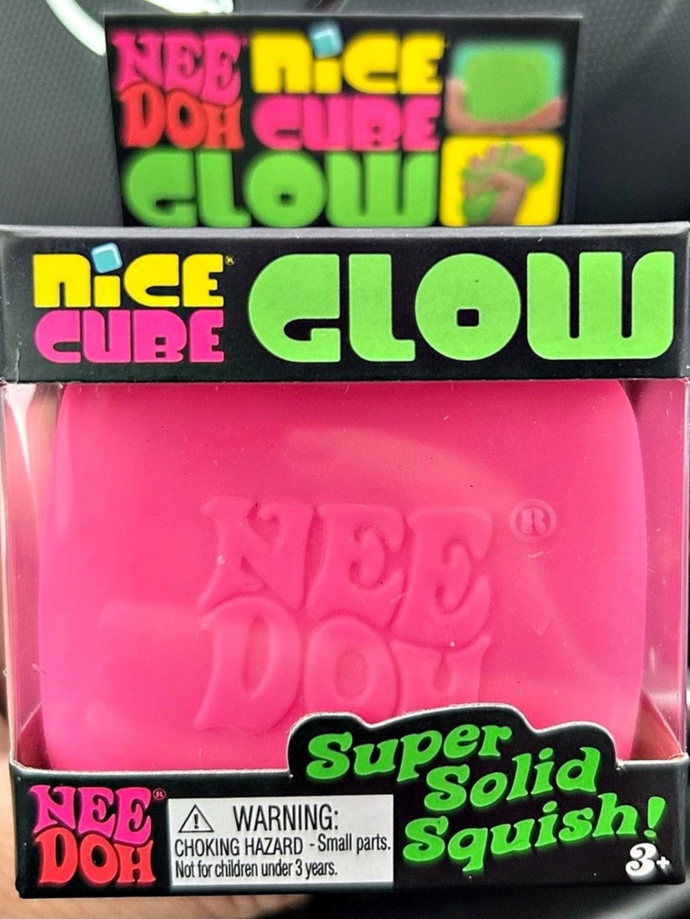 NeeDoh Nice Glow Cube Pink Glow Squish Toy NWT
